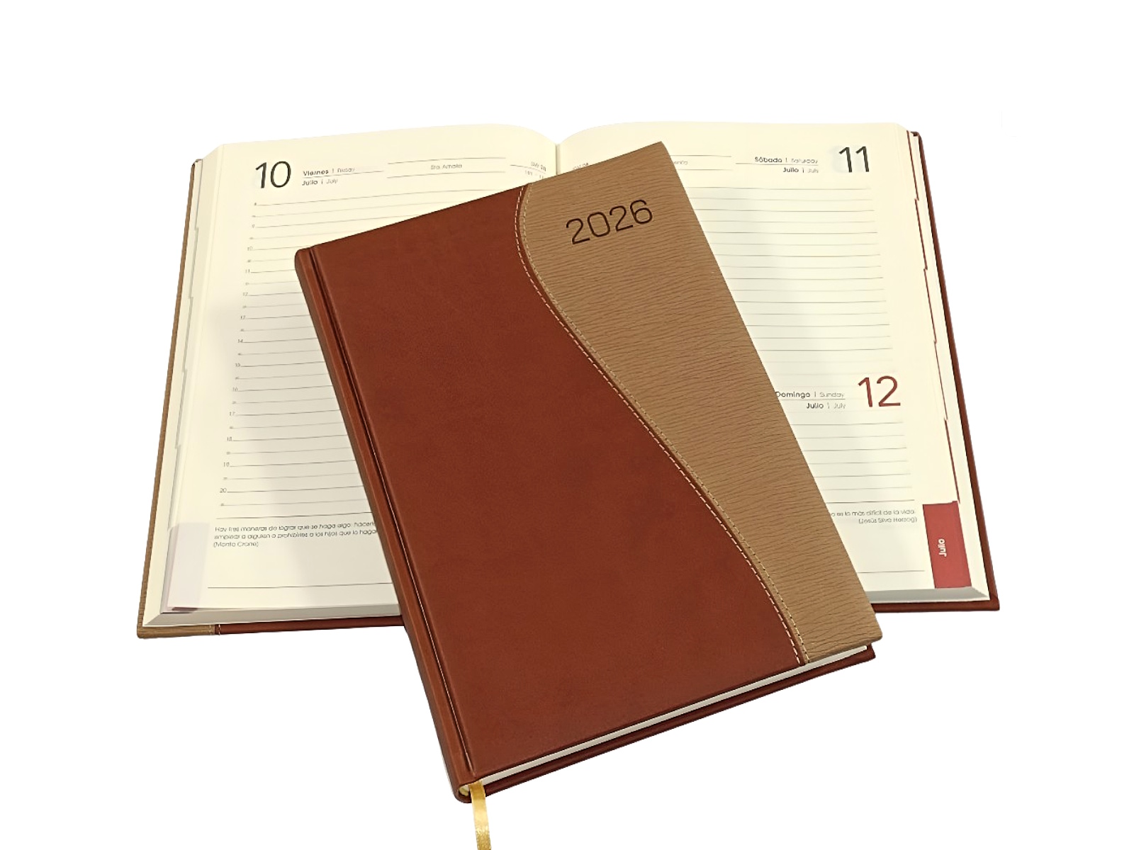 AGENDA ESPAÑOLA BICOLOR MARRON/ARENA 17X24 A-54 2026 AVANTE 