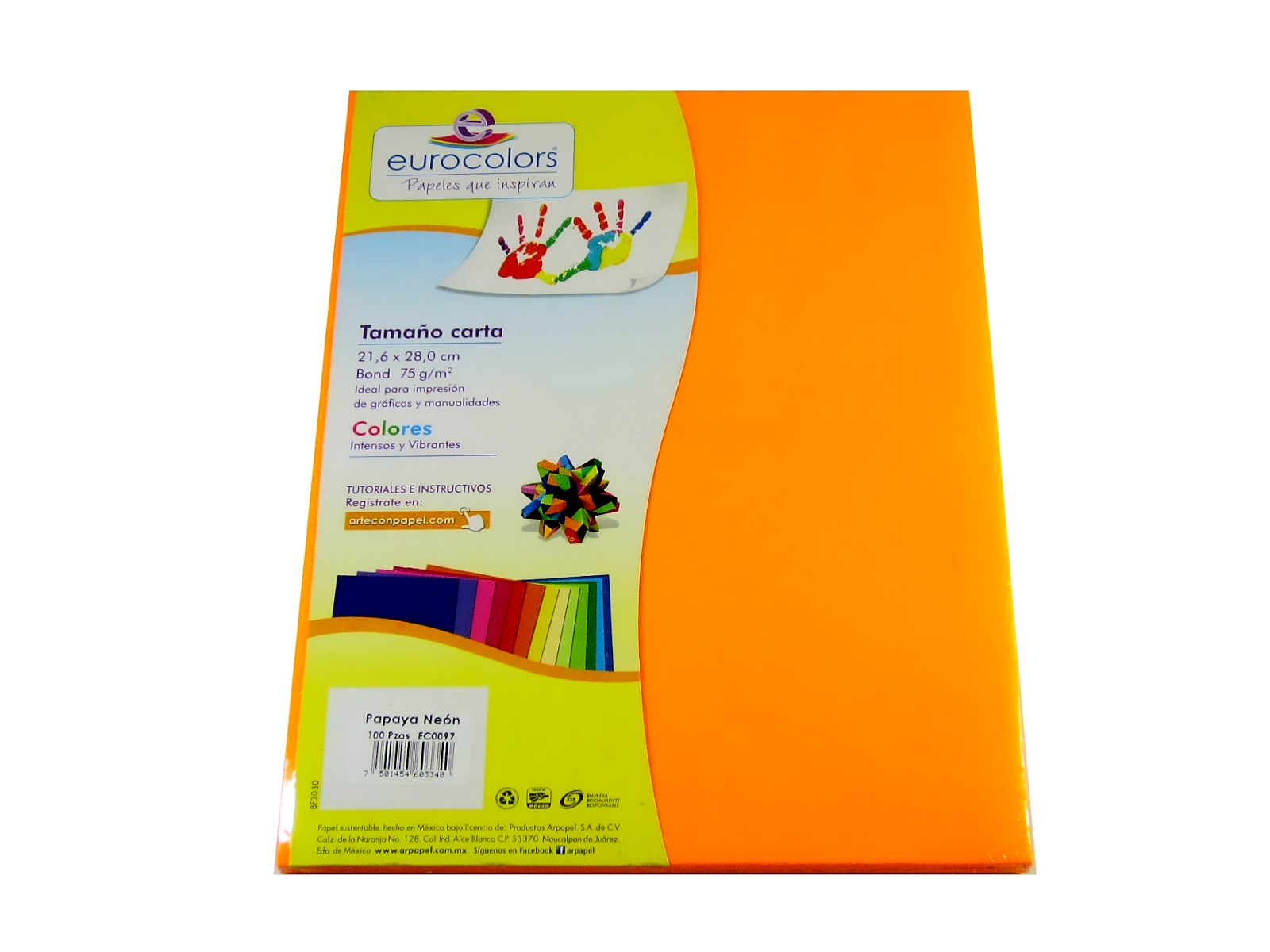 PAPEL EUROCOLORS PAPAYA NEON CARTA C/100 HJS. EC0097        