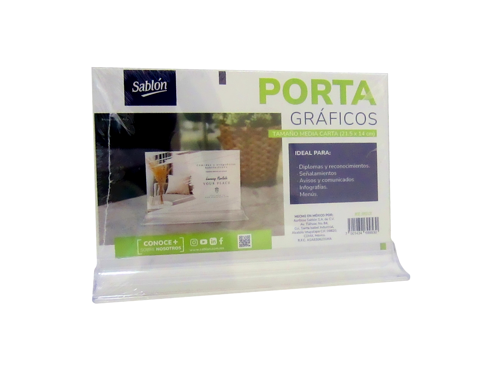 PORTA GRAFICO 1/2 CTA CRISTAL 9953CR 21.5X14 CMS SABLON     