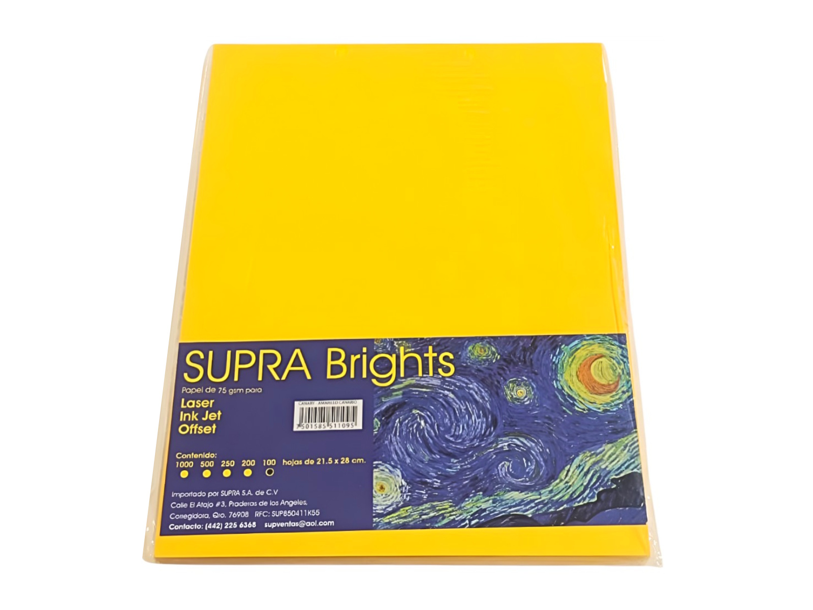 PAPEL BRIGHTS 75GRS. T/CTA CANARY PAQ C/100                 